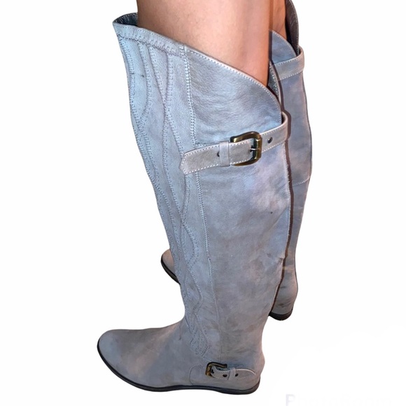 Napoleoni Knee-high Leather Hidden wedge Boots - Picture 4 of 8